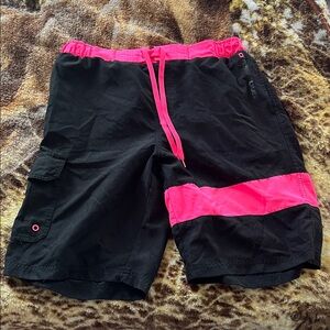 O’Rageous Black and Pink Men Swim Board Shorts